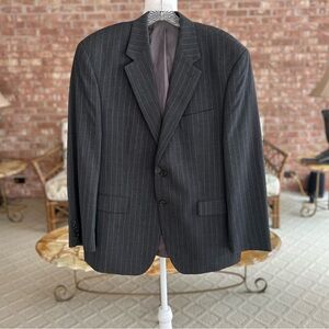 Chaps Men’s Jacket Wool Pinstripe Charcoal Grey Business 40R